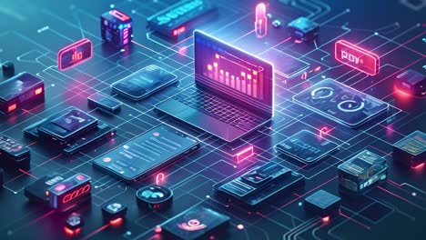 futuristic digital network and data flow