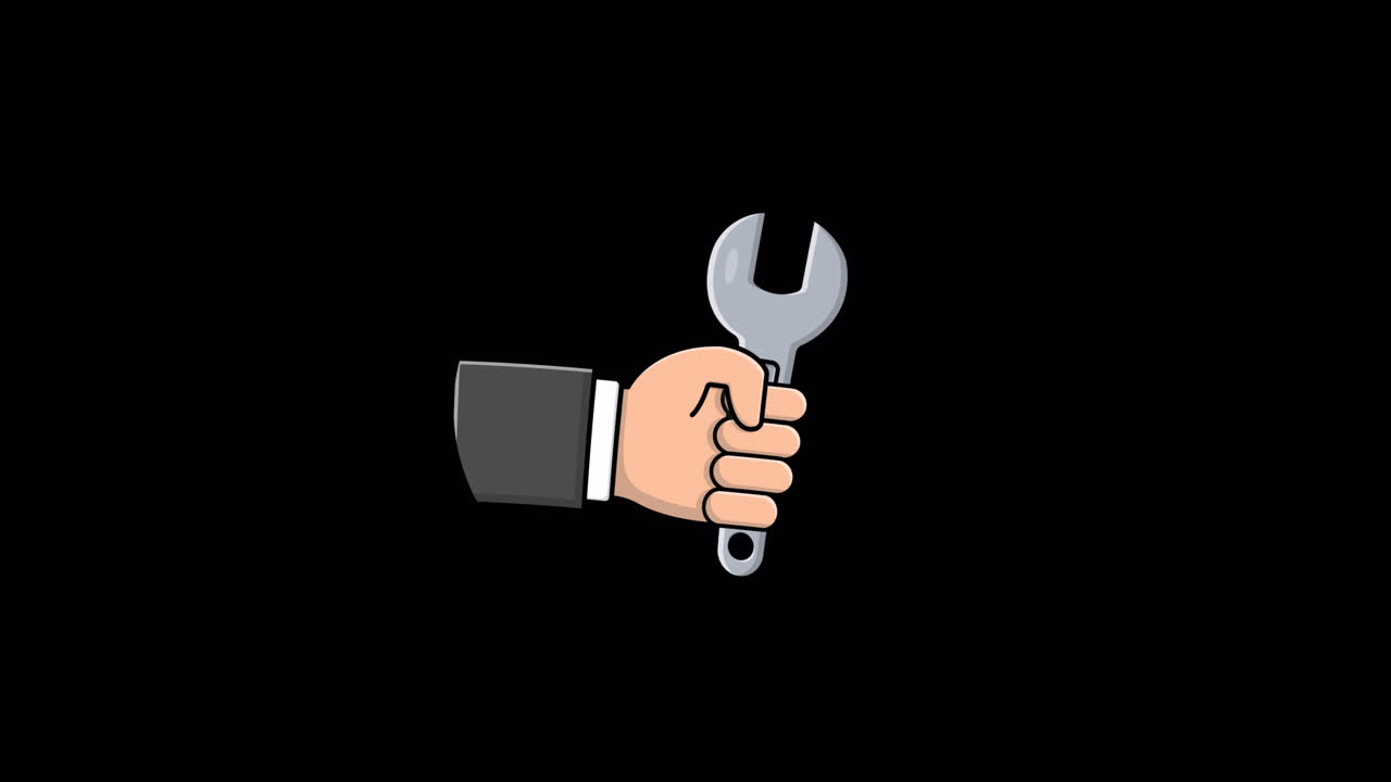 Animated Hand Holding a W Wrench for Repair and Settings
