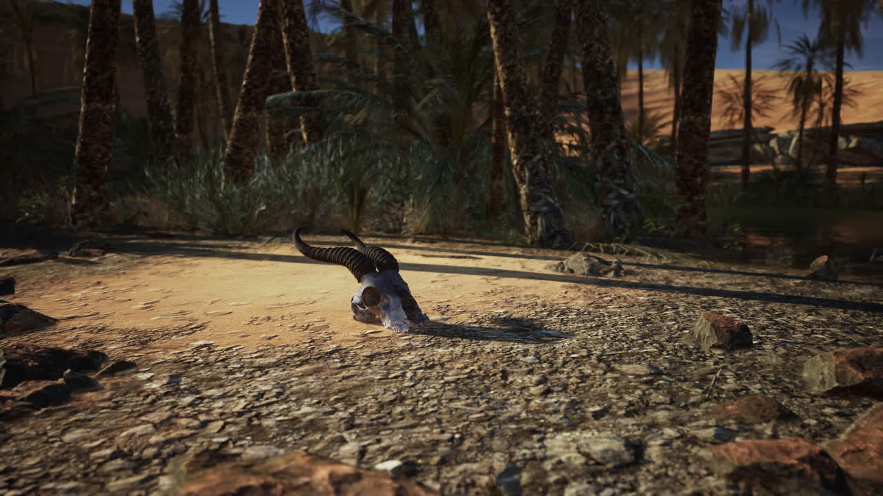 사막 오아시스의 동물 두개골