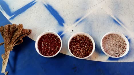 Top-down-view-of-Banana-seeds-to-produce-beer,-traditional-from-Chagga-tribe