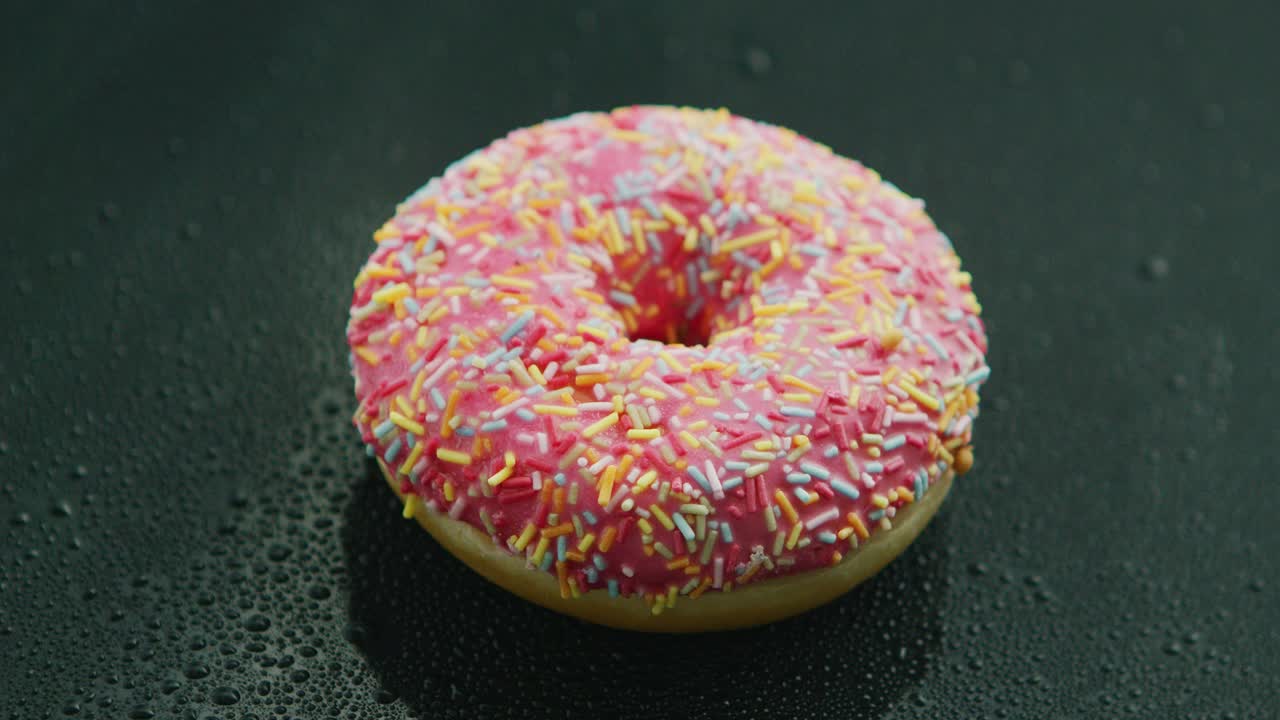 Donut rosado con salpicaduras