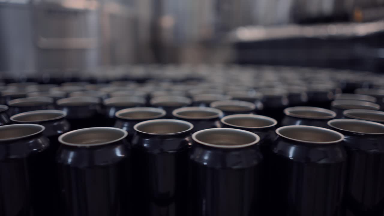 Empty Aluminum Cans on a Production Line