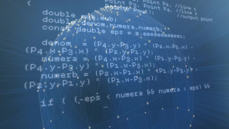 Digital Programming Code Scrolling Over a Global Network Sphere