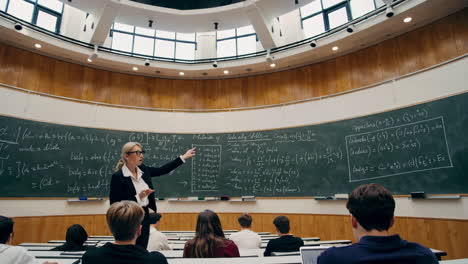 teacher lecturing in a university classroom