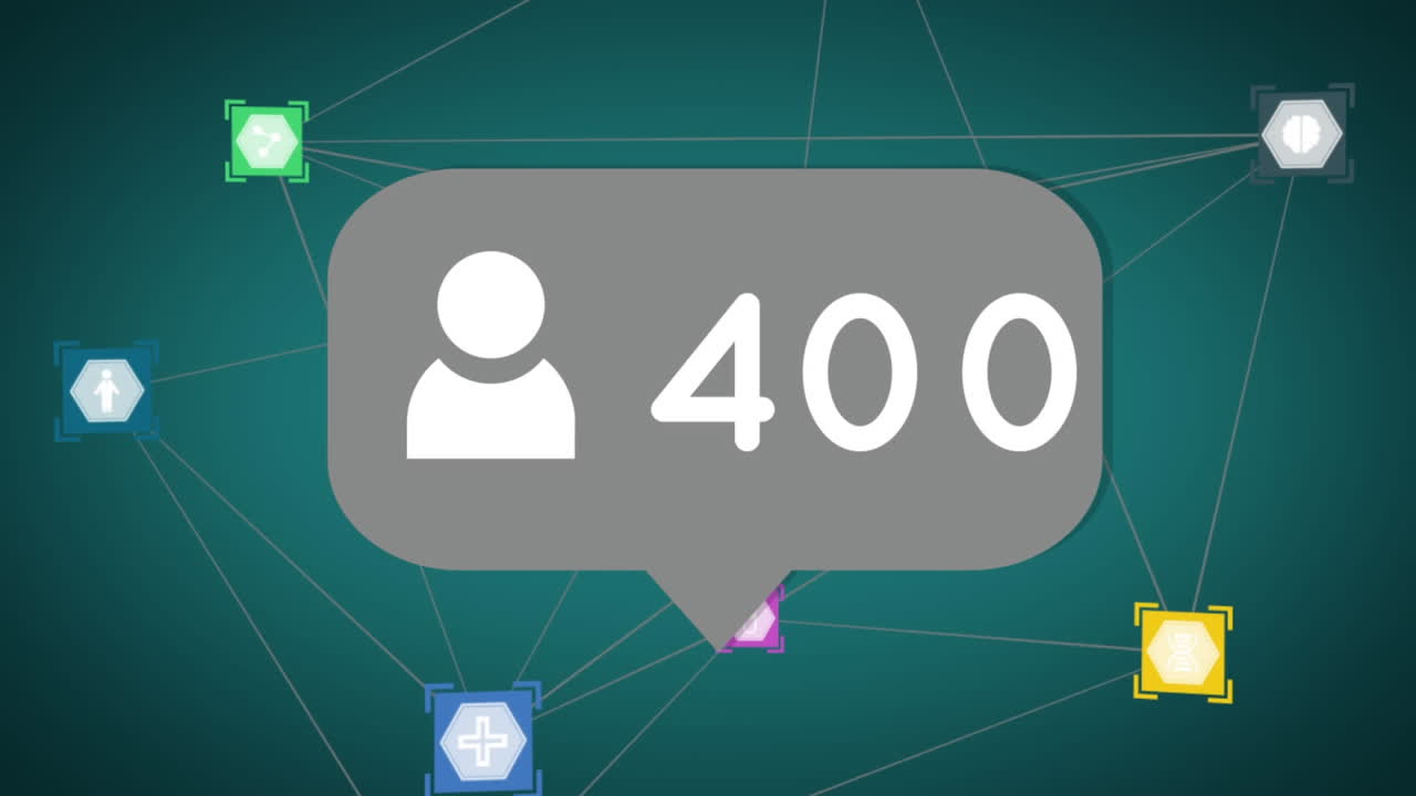 연결 아이콘의 웹에 대한 숫자가 증가하고 있습니다.