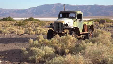 2020 - charles manson old pickup truck sits in the desert near barker ranch death valley