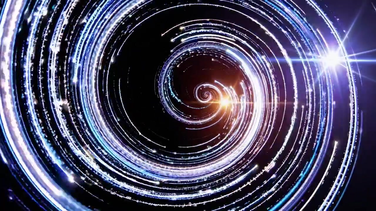 Dynamic Abstract Spiral of Blue and White Light Particles
