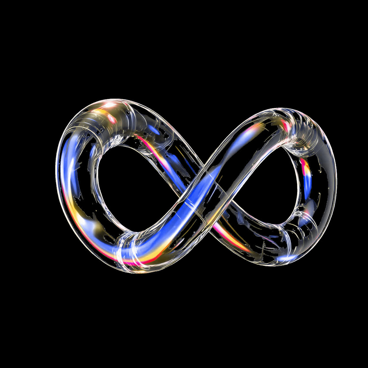 Vibrant abstract infinity symbol animation isolated asset, transparent 4K video, alpha channel