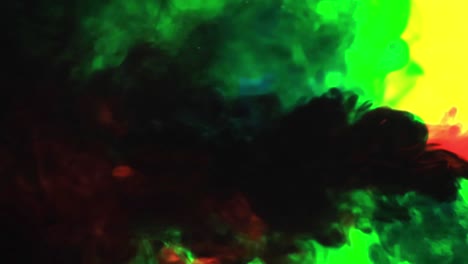 ink cloud overlay. color blast. blue , red, yellow smoke motion on white background for video editing.