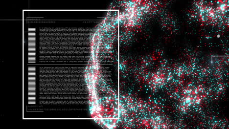 animación de codificación binaria de procesamiento de datos digitales sobre malla flotante sobre fondo negro
