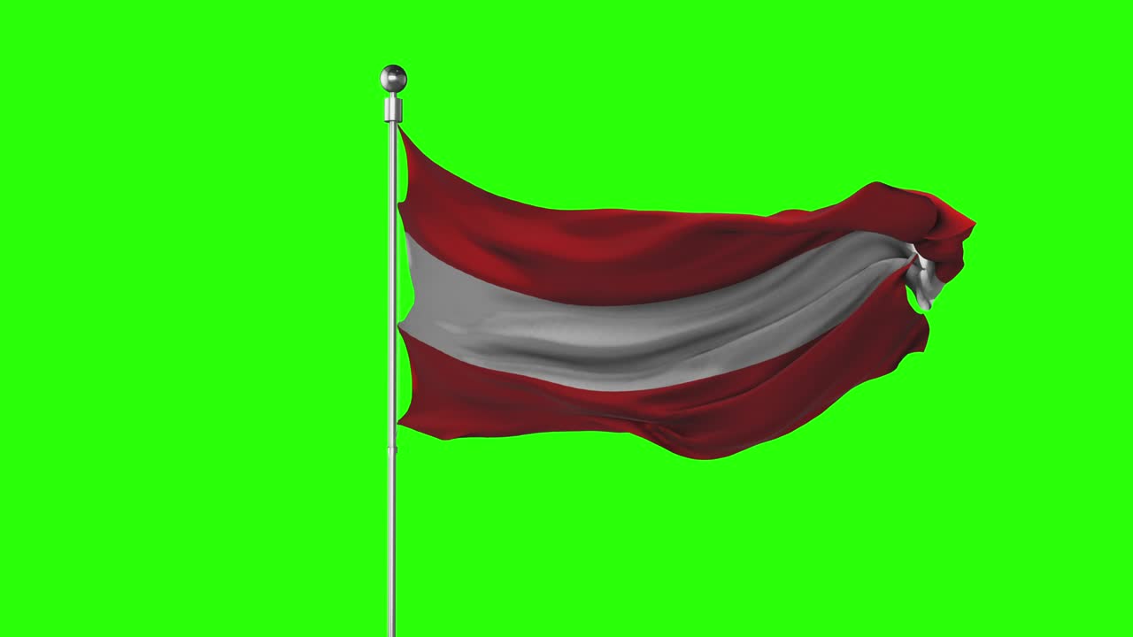 Bendera nasional Austria berkibar di layar hijau. Animasi kunci kroma. Ilustrasi politik Austria