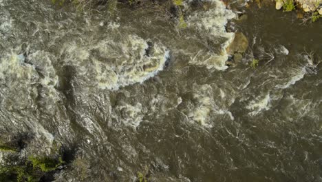 top down drone shot of the rapids.