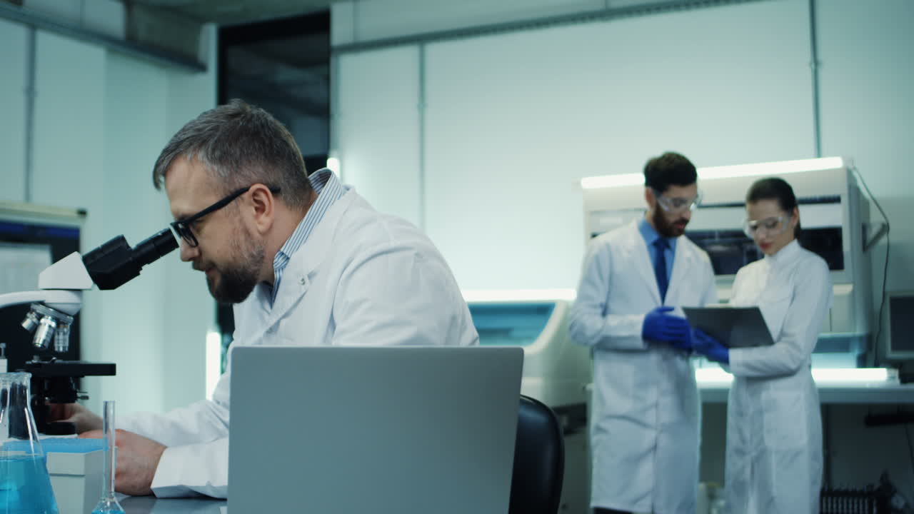 Free stock video - Close up of the man in glasses, medical researcher ...
