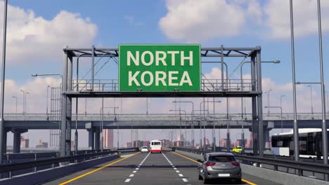 north korea road sign