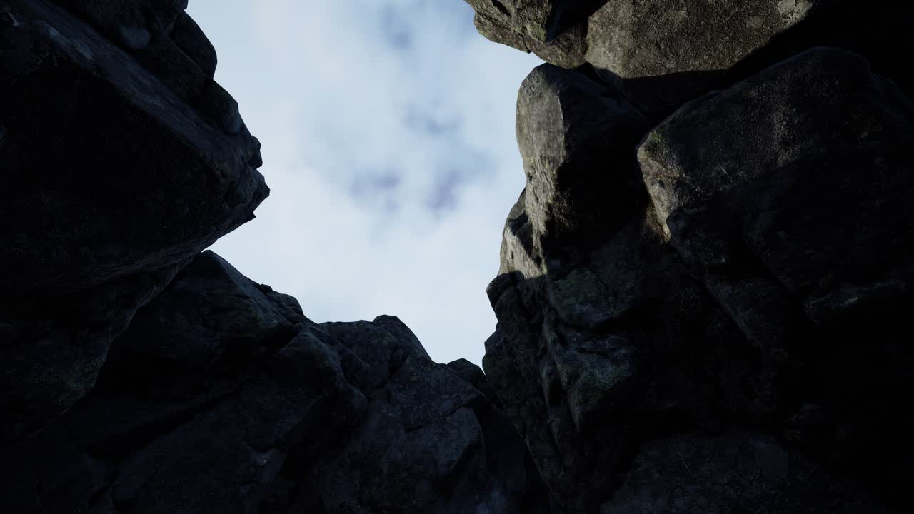 아름다운 신비로운 동굴 안의 4k  ⁇ 빛