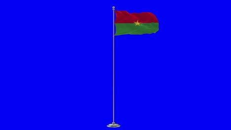 burkina faso 3d illustration of the waving flag on a pole with chroma key