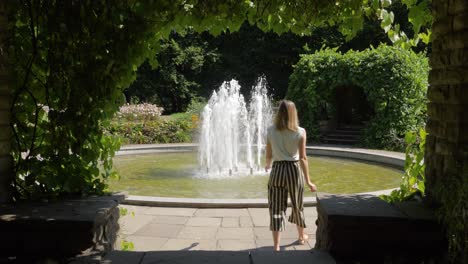 Un-Marco-Dentro-Del-Arco-Del-Jardín-Hecho-Con-Una-Planta-Trepadora