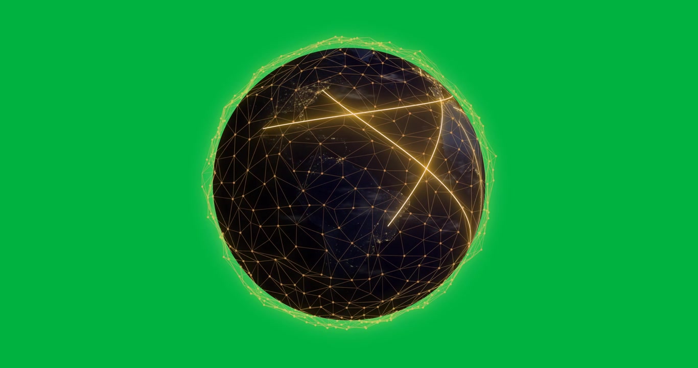 Animazione di un globo con una rete di connessioni su sfondo trasparente