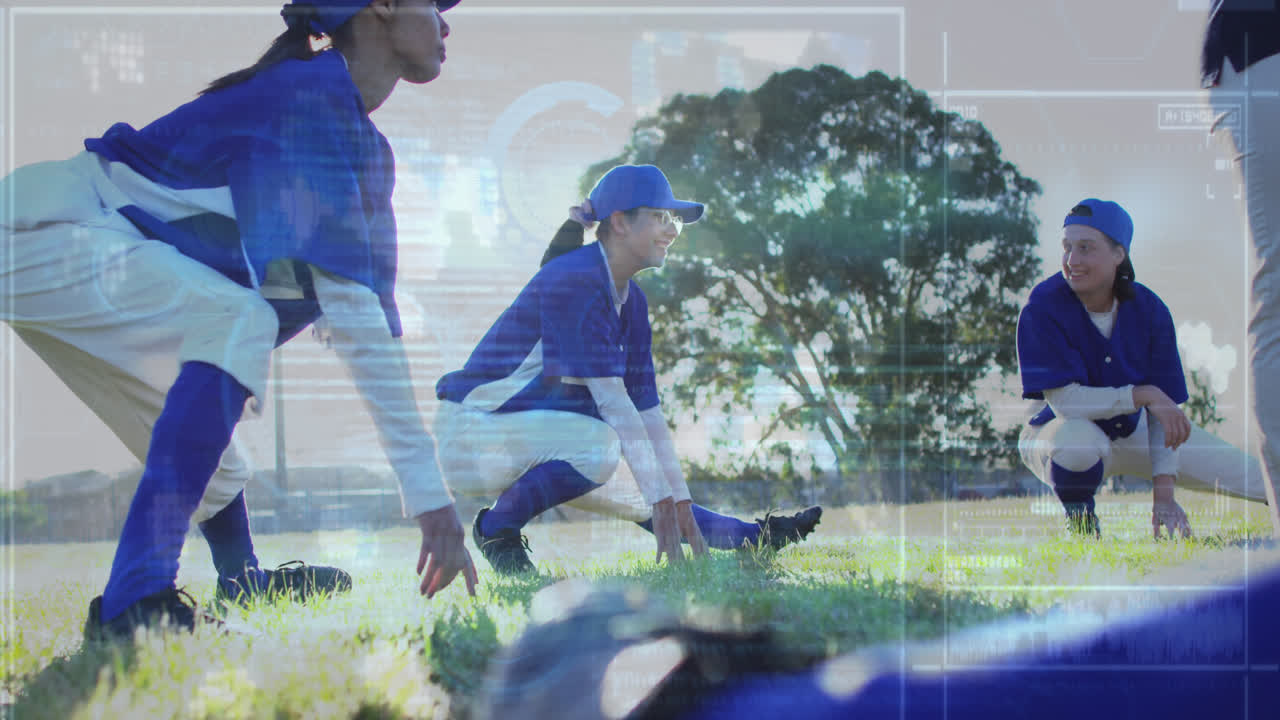 다양한 여성 럭비 선수에 대한 데이터 처리의 애니메이션