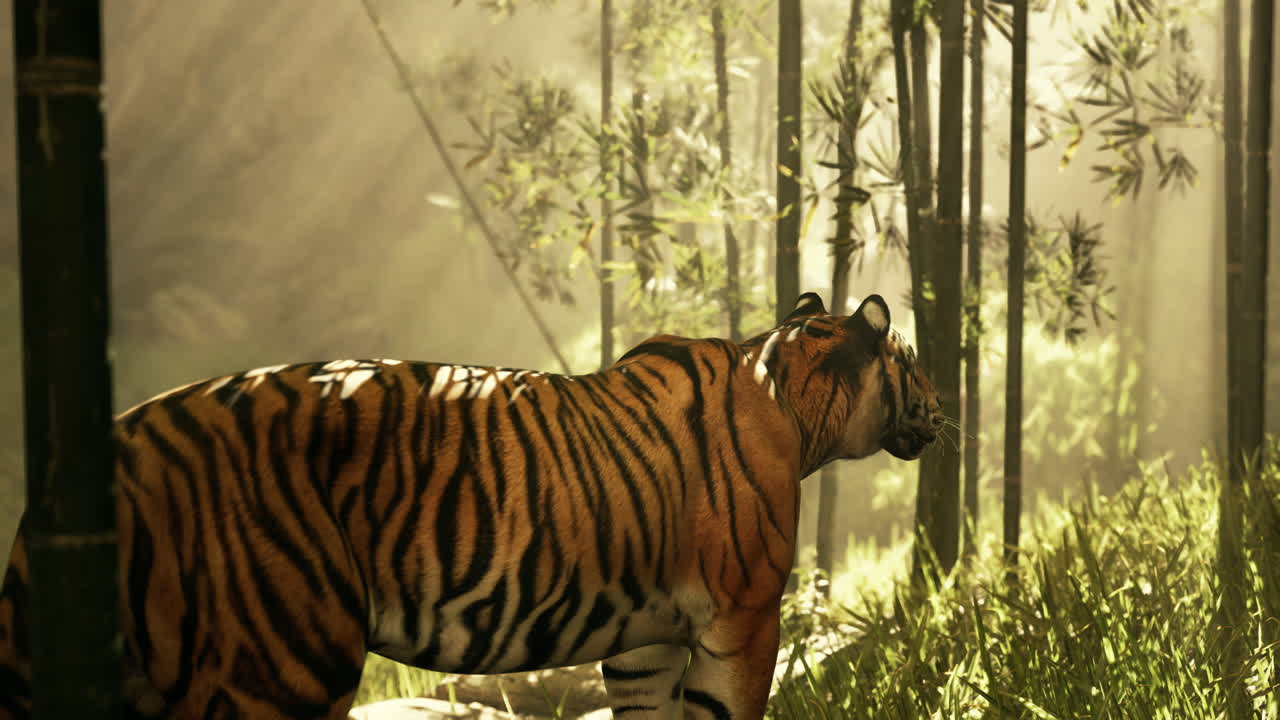 대나무 숲 에 있는 호랑이