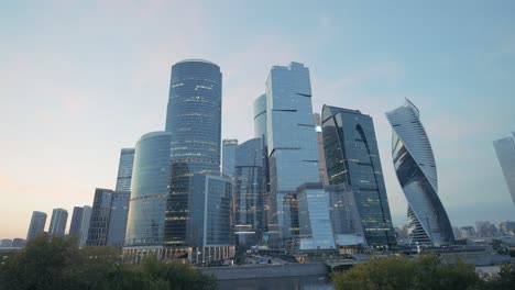 moscow city skyline at sunset