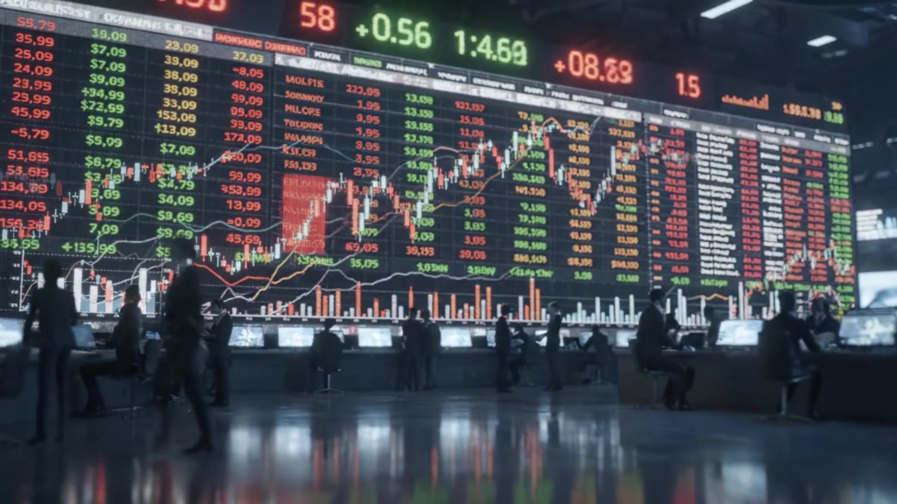 Analisi dinamiche del mercato azionario: una panoramica approfondita delle performance di trading con grafici dettagliati e visualizzazioni di dati visualizzati su uno schermo digitale.