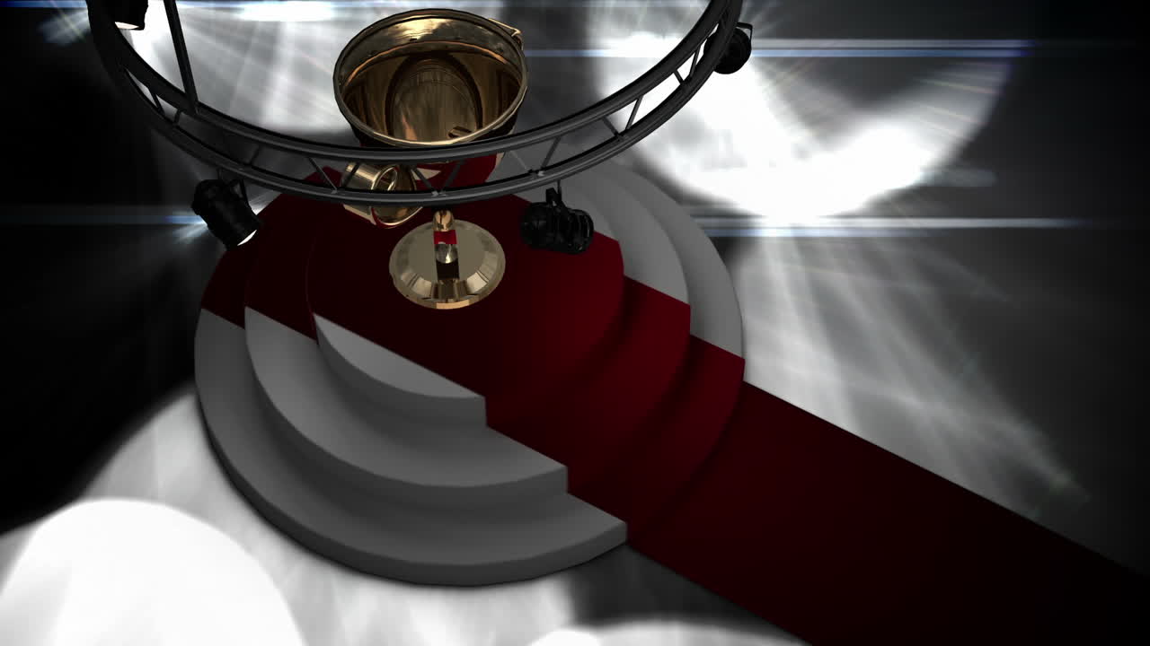 포디움과 레드 카의 스포트라이트