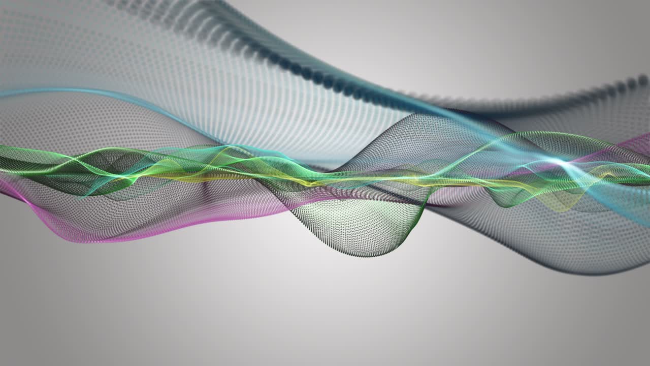 천천히 움직이는 입자 파동 물체와 함께 환상적인 애니메이션, 4096x2304 루프 4k