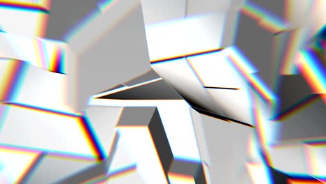 white abstract polygonal broken shapes fluctuate seamless loop. 3d animation.