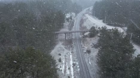 aerial: flying away from overpass bridge which was used on hbo's tv series chernobyl