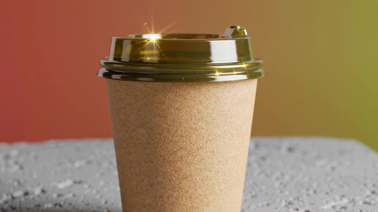 Composizione artistica di una tazza di caffè su una superficie texturizzata con vapore che sale su uno sfondo caldo, evidenziando l'attrattiva e il calore della bevanda.