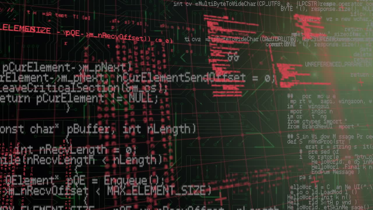 animación digital de múltiples pantallas con procesamiento de datos contra un fondo negro