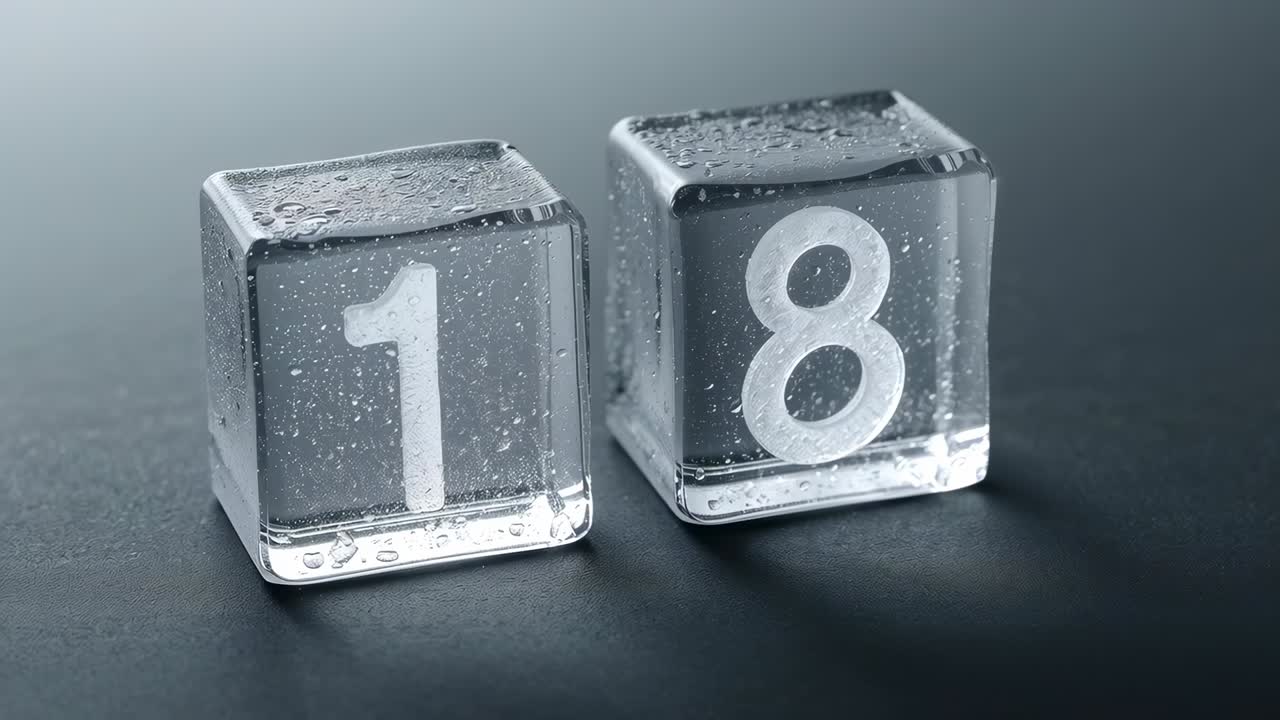 Capturing studio camera pushing and adjusting focus on blocks numbered 1 and 8, showing droplets