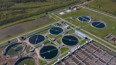 water treatment facilities. round sedimentation tanks.