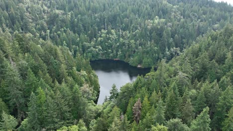 Orbiting-drone-shot-of-Fragrance-Lake-in-Larrabee