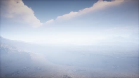 volcano crater landscape with fog