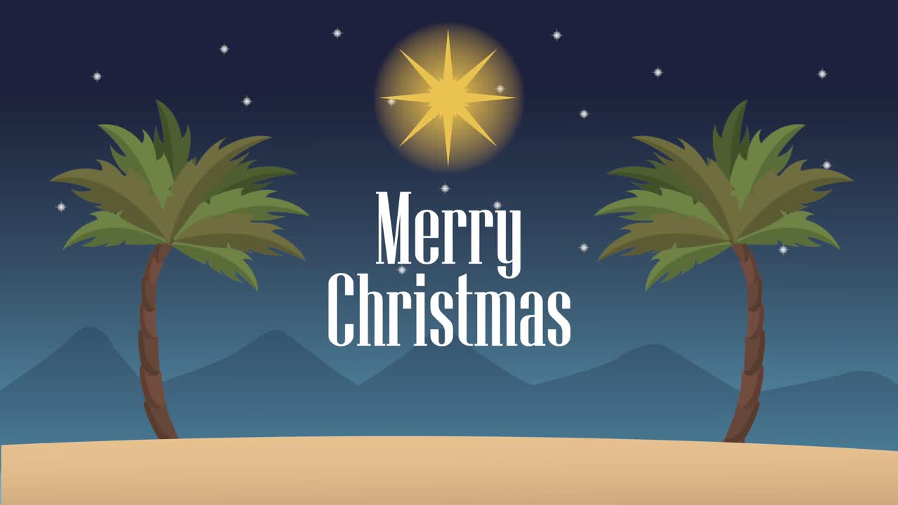 God jul-tekst med ørkennattanimasjon