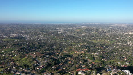 aerial footage of san diego county showing scenery all the way to the ocean