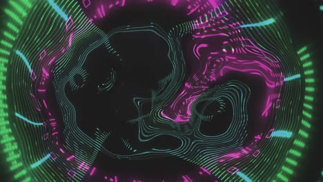 animación digital de efecto caleidoscópico de neón efecto de textura fluida en fondo negro