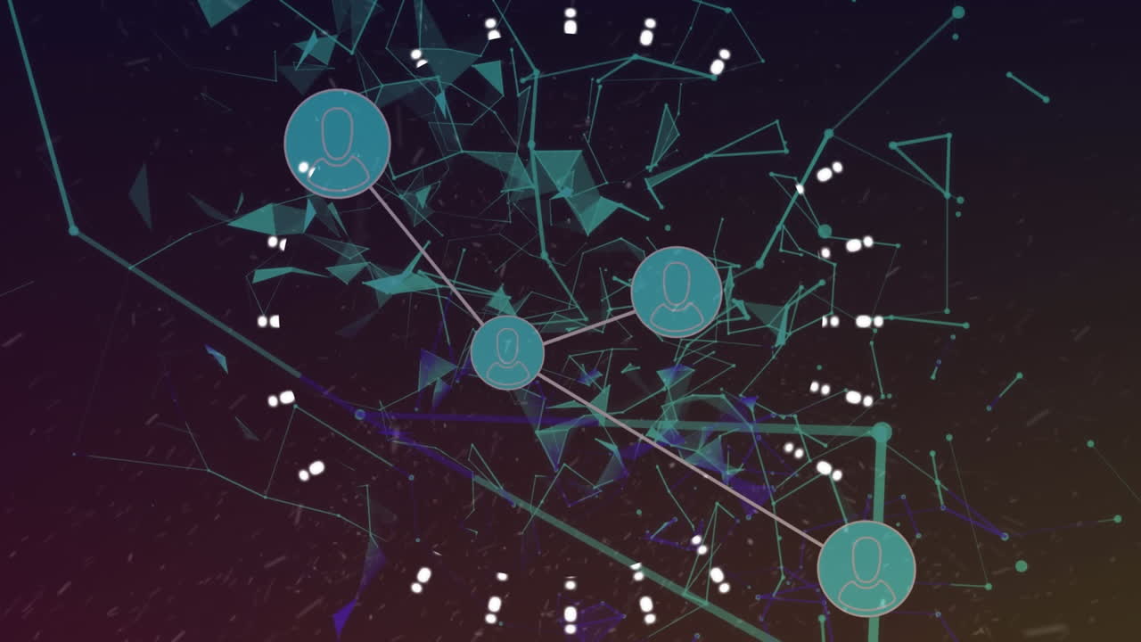 Animation of network of connections and data processing