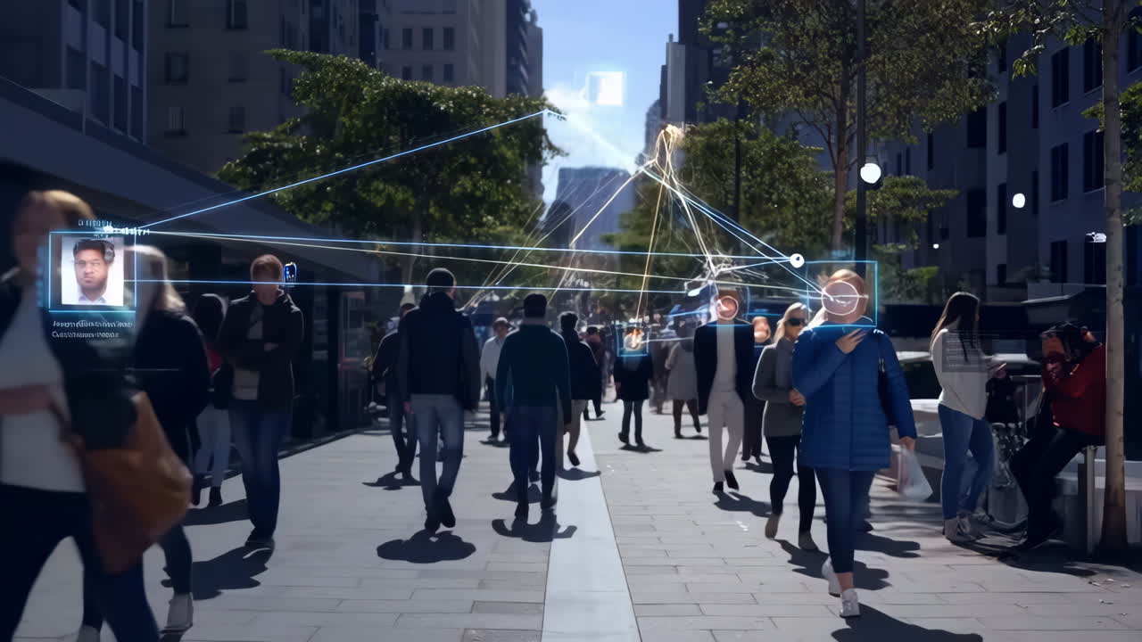 Facial recognition technology in a city environment