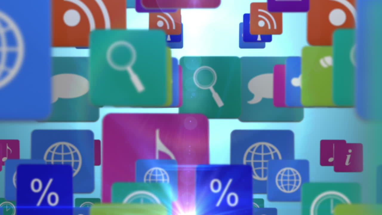 muchas filas de iconos de aplicaciones