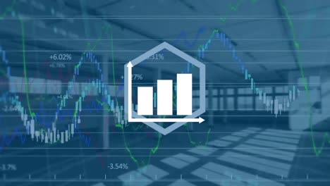 Animation-of-graph-and-financial-data-processing-over-empty-office