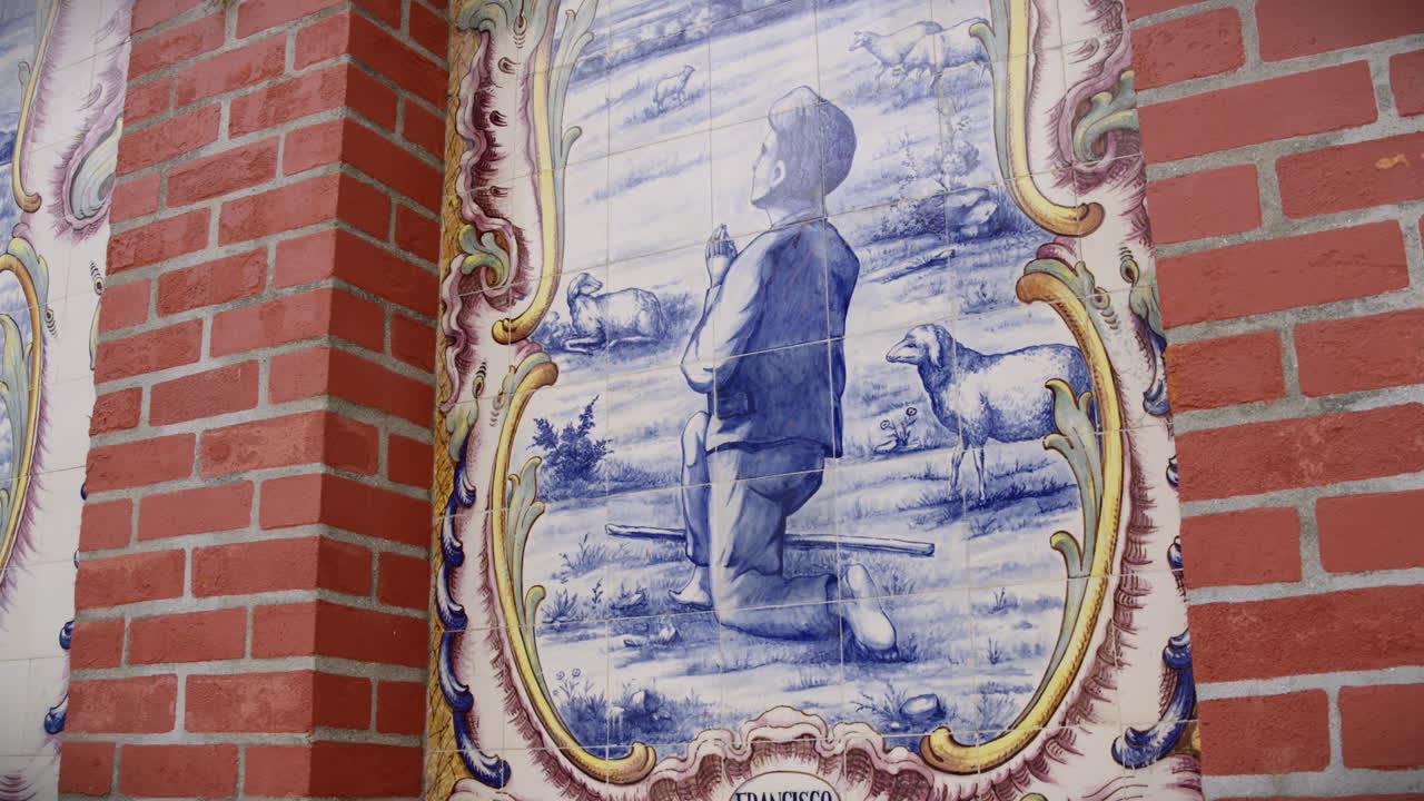 little shepherd of fatima francisco azulejo slow motion wide shot