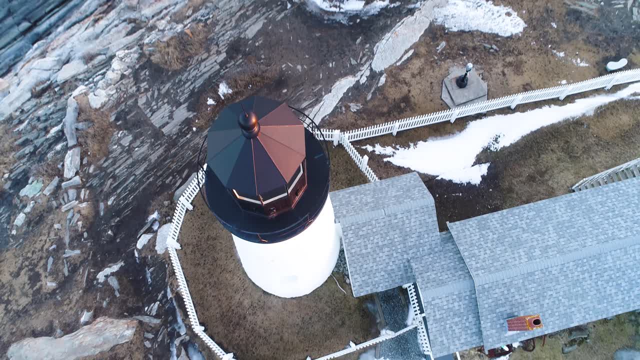 Luftfoto af Grindel Point Light, Islesboro, Maine, USA.