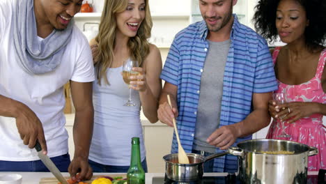 friends cooking together