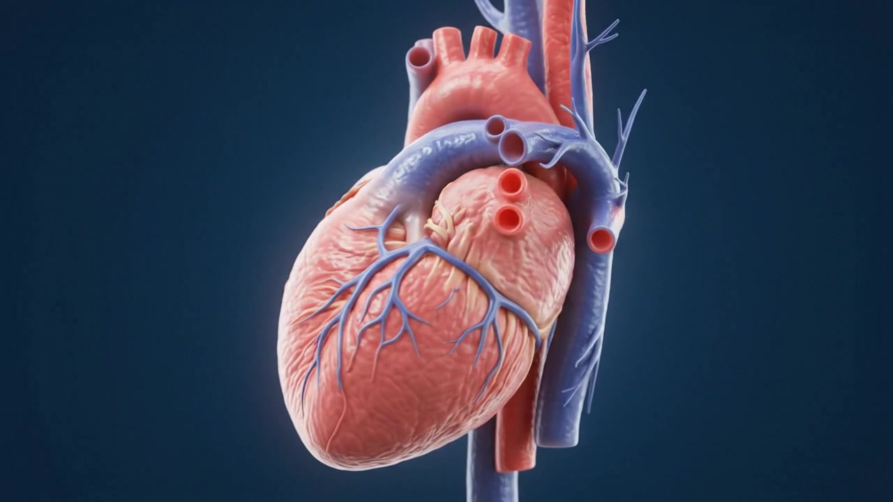 Animazione medica 3D di un cuore umano che batte
