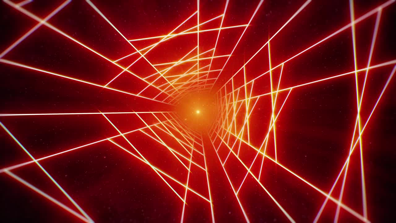 우주에서 밝은 빨간색 그리드 터널