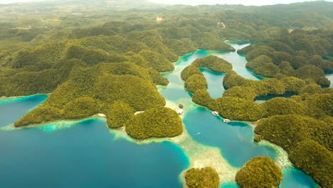 aerial view tropical lagoon,sea, beach.bucas grande island, sohoton cove. philippines