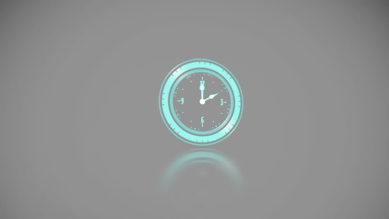 Animation of clock moving over grey background